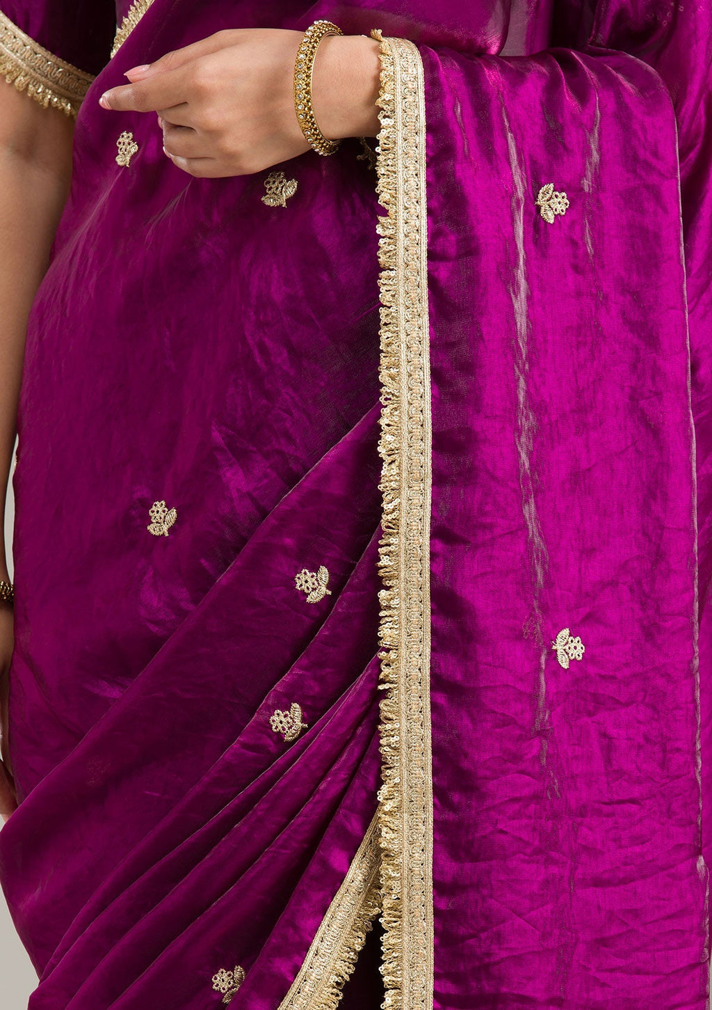 Wine Stonework (Gold) Tissue Saree