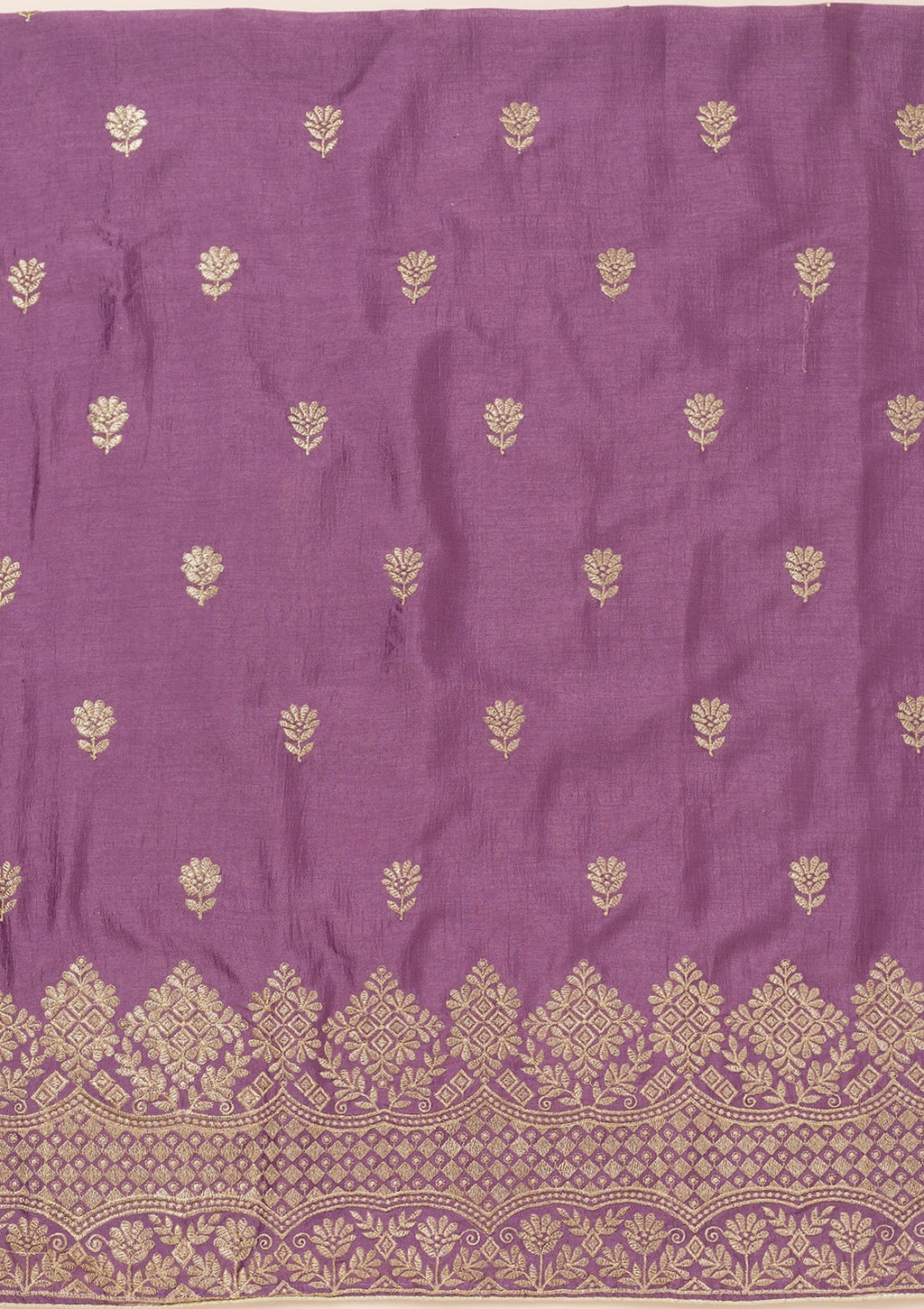 Lavender Zariwork Art Silk Unstitched Salwar Suit