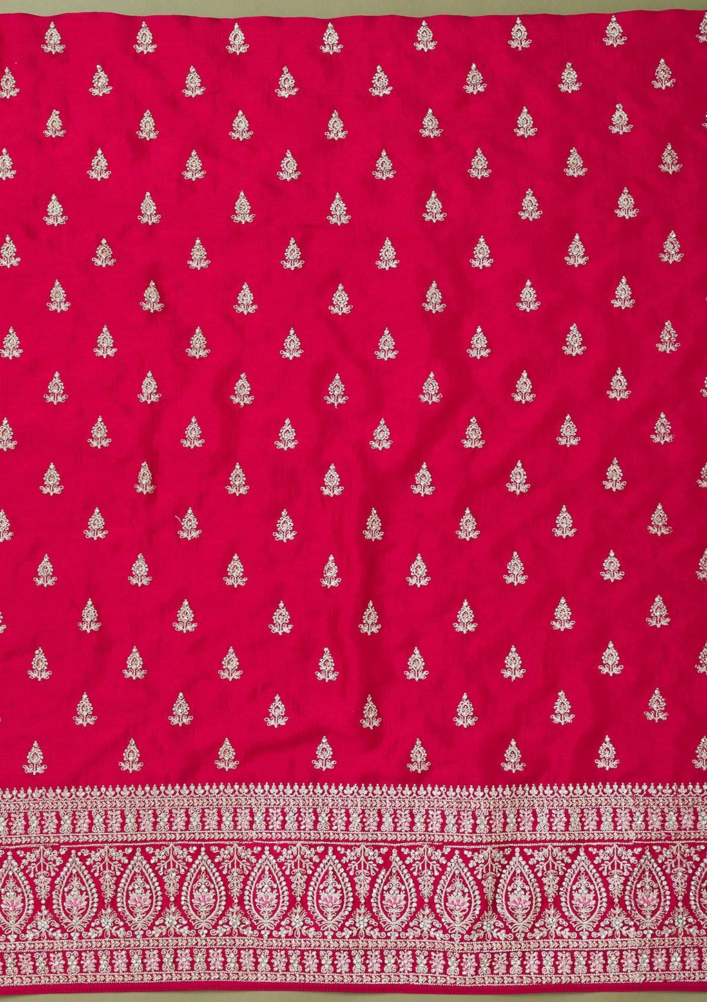 Rani Pink Zariwork Art Silk Unstitched Salwar Suit