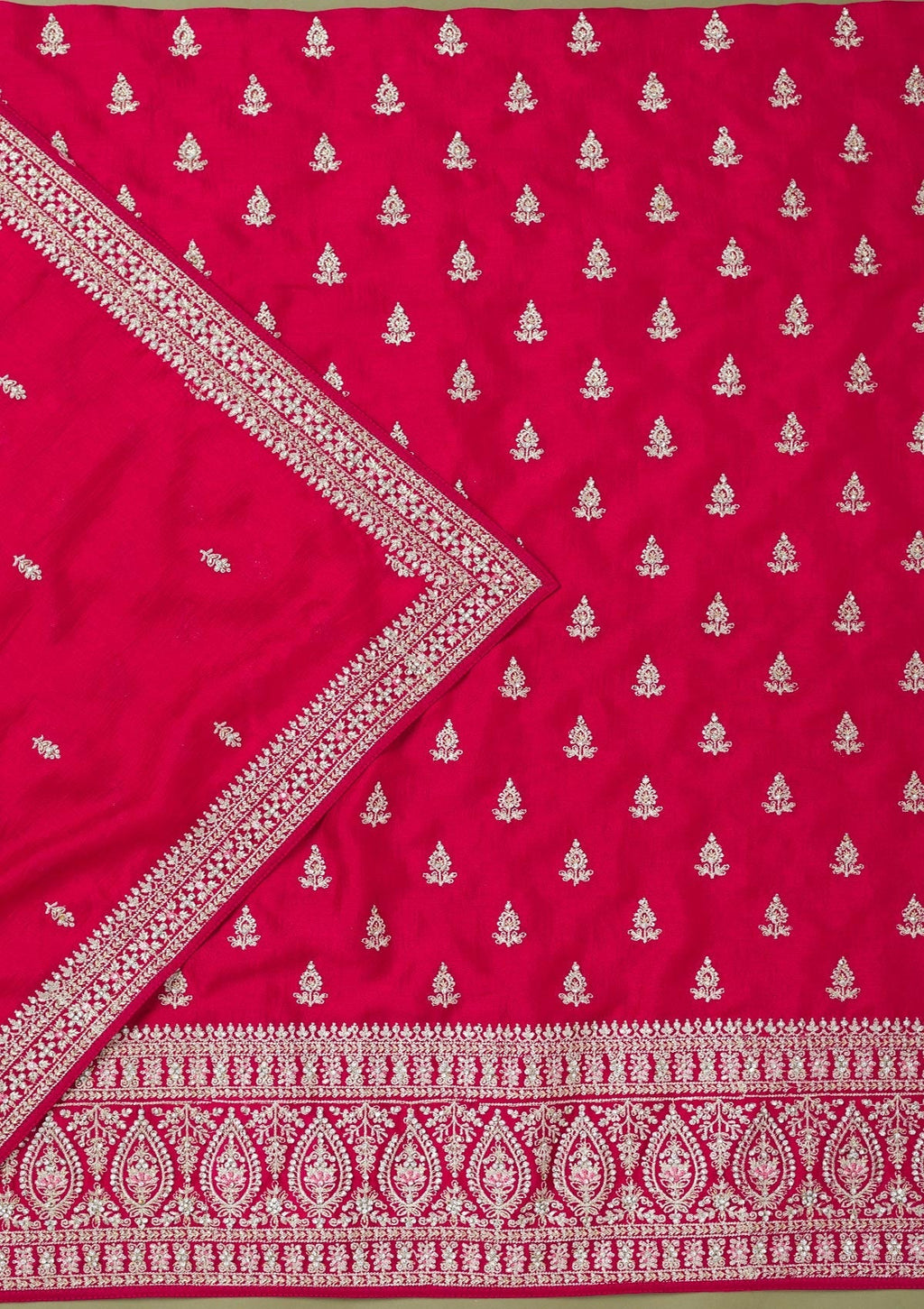 Rani Pink Zariwork Art Silk Unstitched Salwar Suit