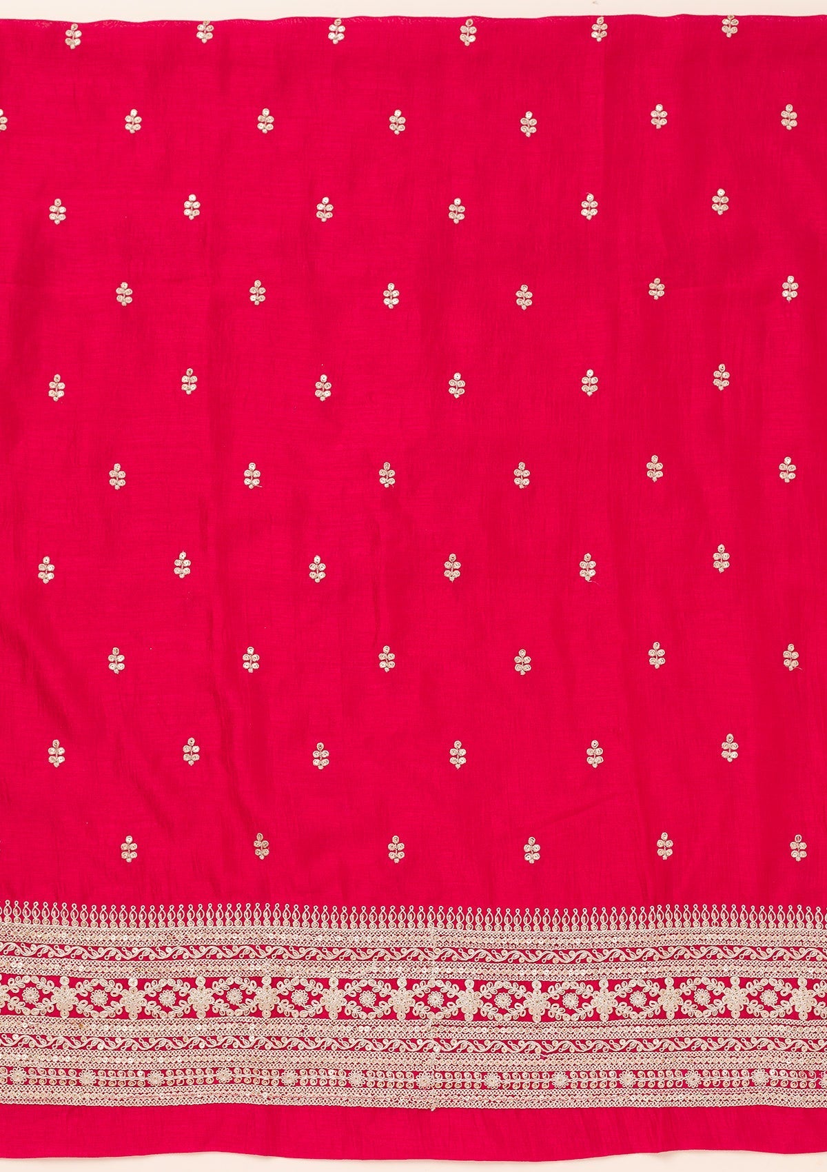 Rani Pink Zariwork Art Silk Unstitched Salwar Suit