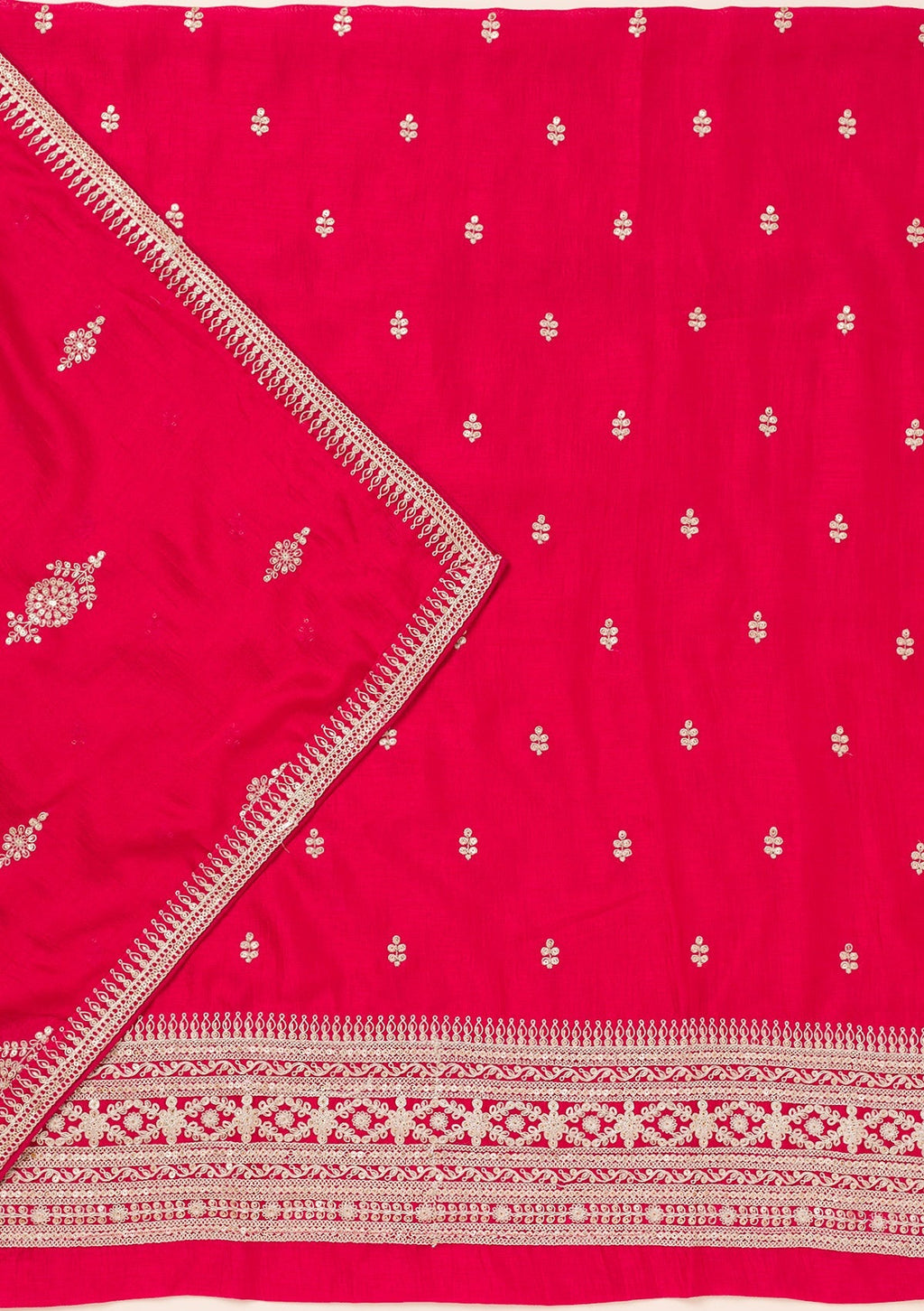 Rani Pink Zariwork Art Silk Unstitched Salwar Suit