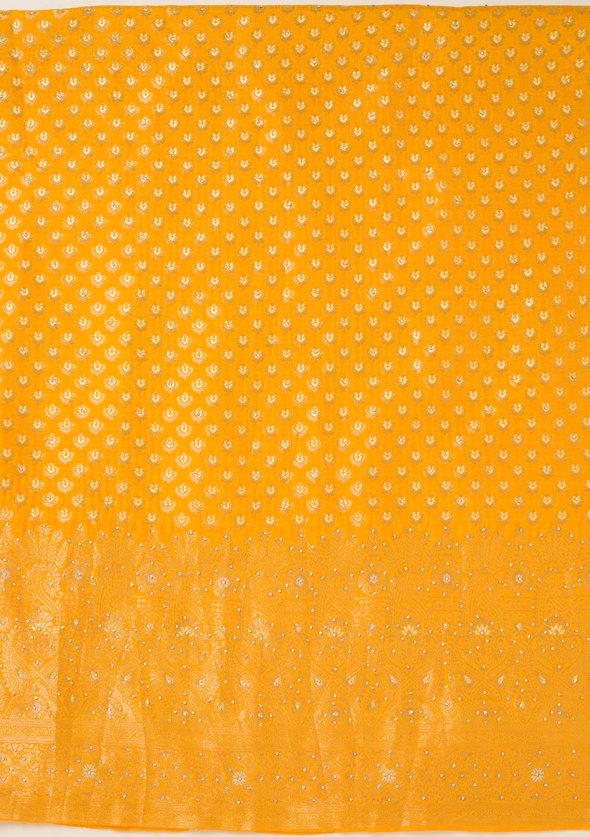 Yellow Zariwork Art Silk Unstitched Salwar Suit