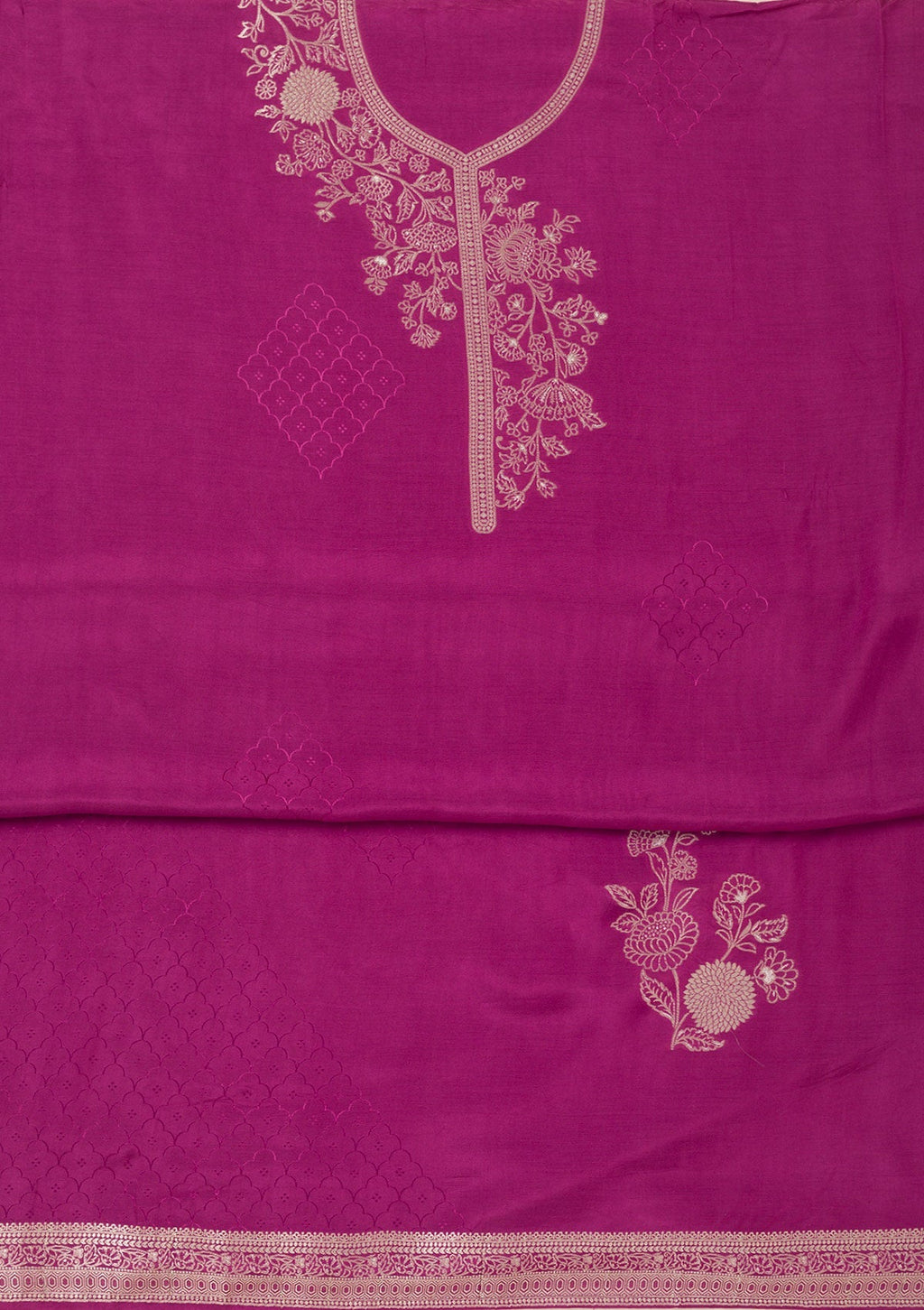 Purple Zariwork Art Silk Unstitched Salwar Suit